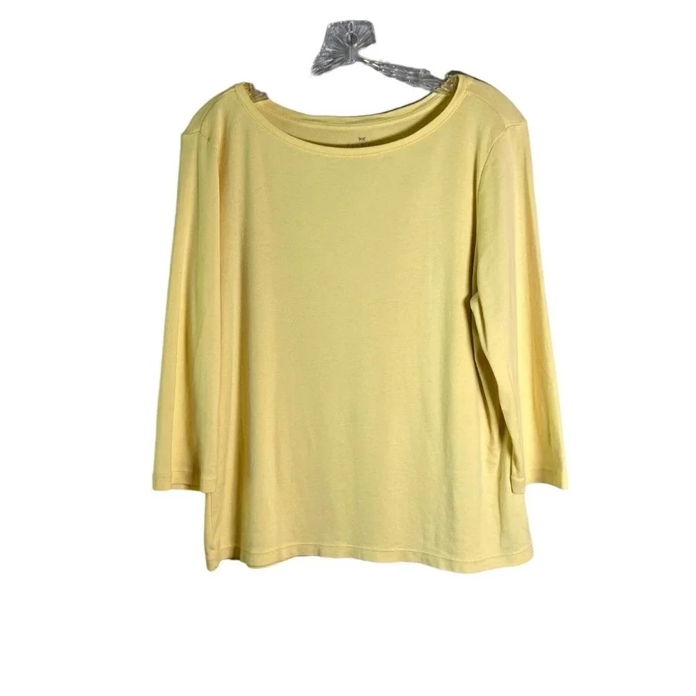 Talbots Pale Yellow Women's Long Sleeve Boatneck Solid Tee Size XL